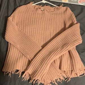 Distressed pink sweater
